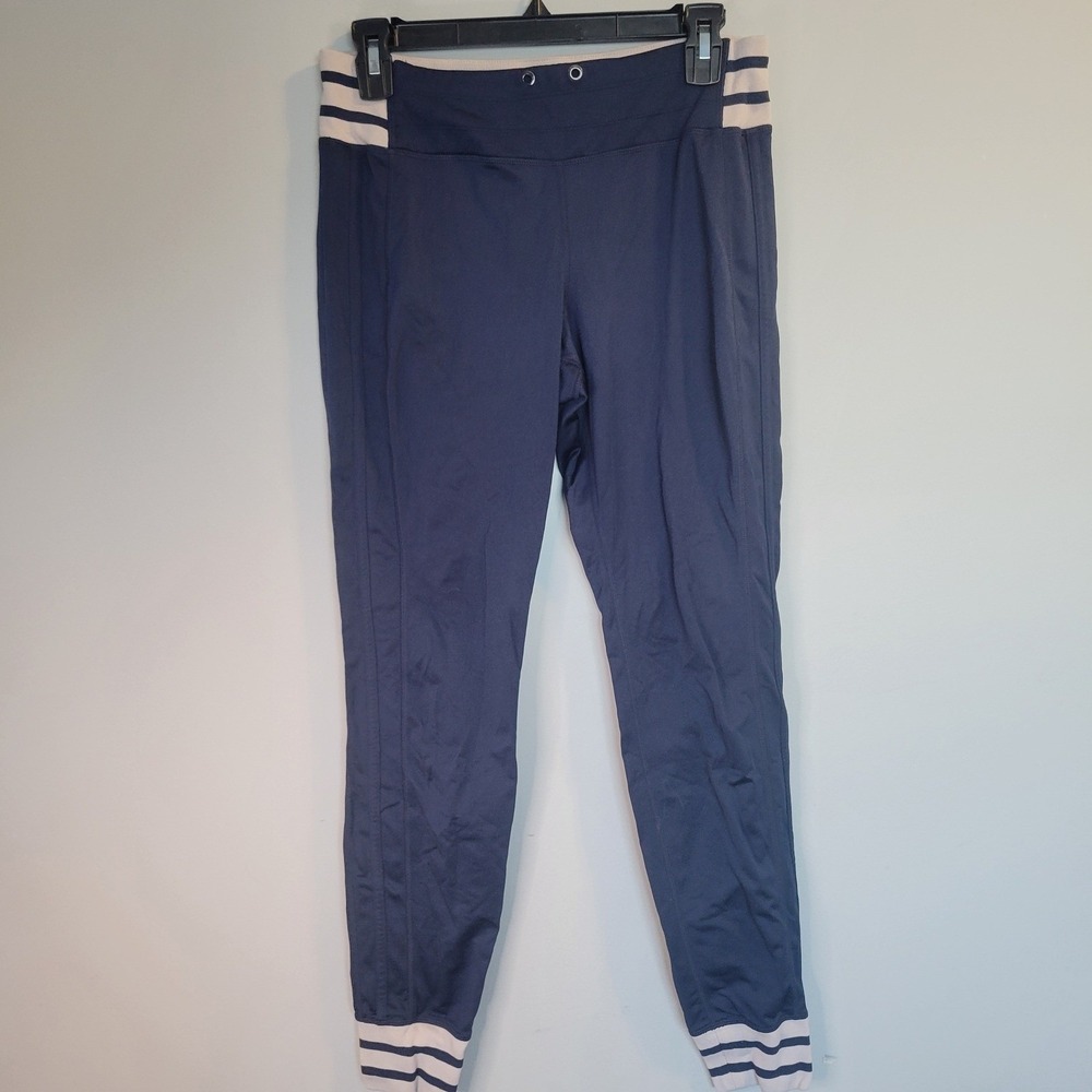 Athleta Navy Blue Striped Waistband Joggers Womens Medium Leggings